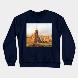 Teepees on the Plain by Karl Bodmer Crewneck Sweatshirt